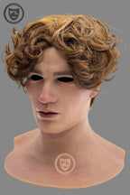 Hyper realistic young male silicone mask facial details