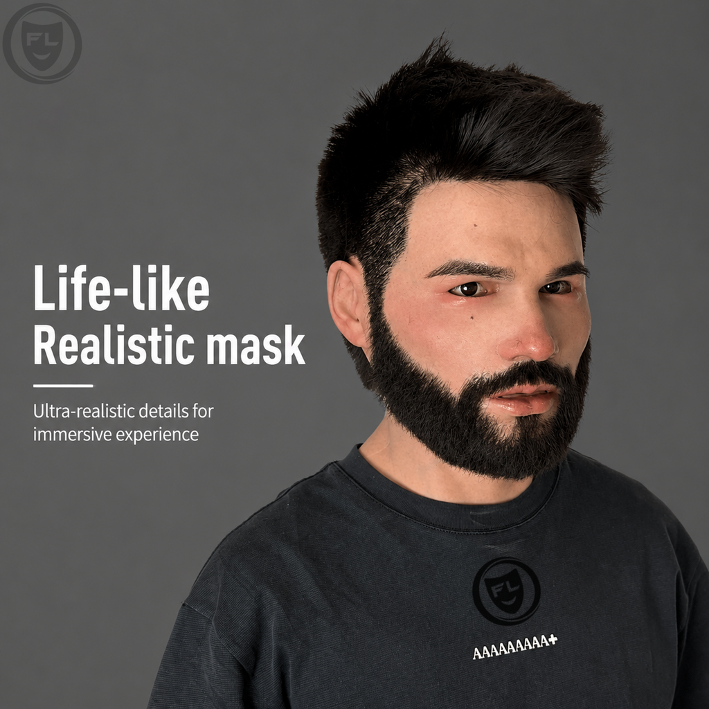 film production silicone mask worn side view