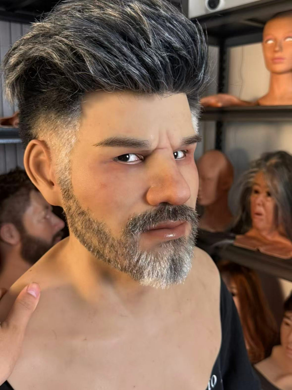 Realistic old man Halloween silicone mask