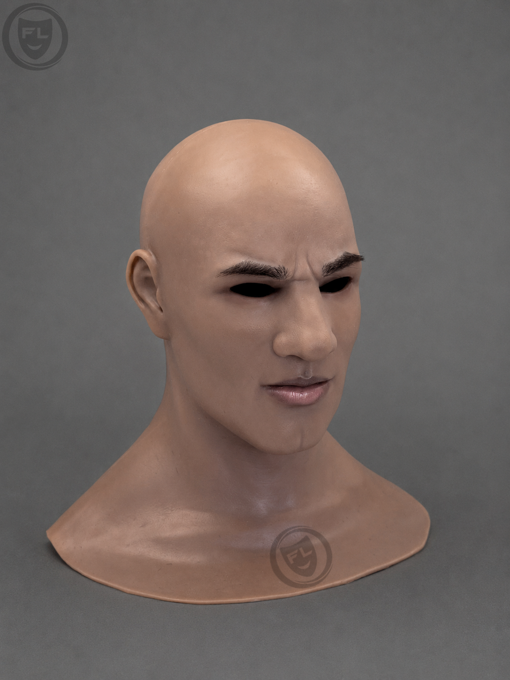 full head bald silicone mask left side profile