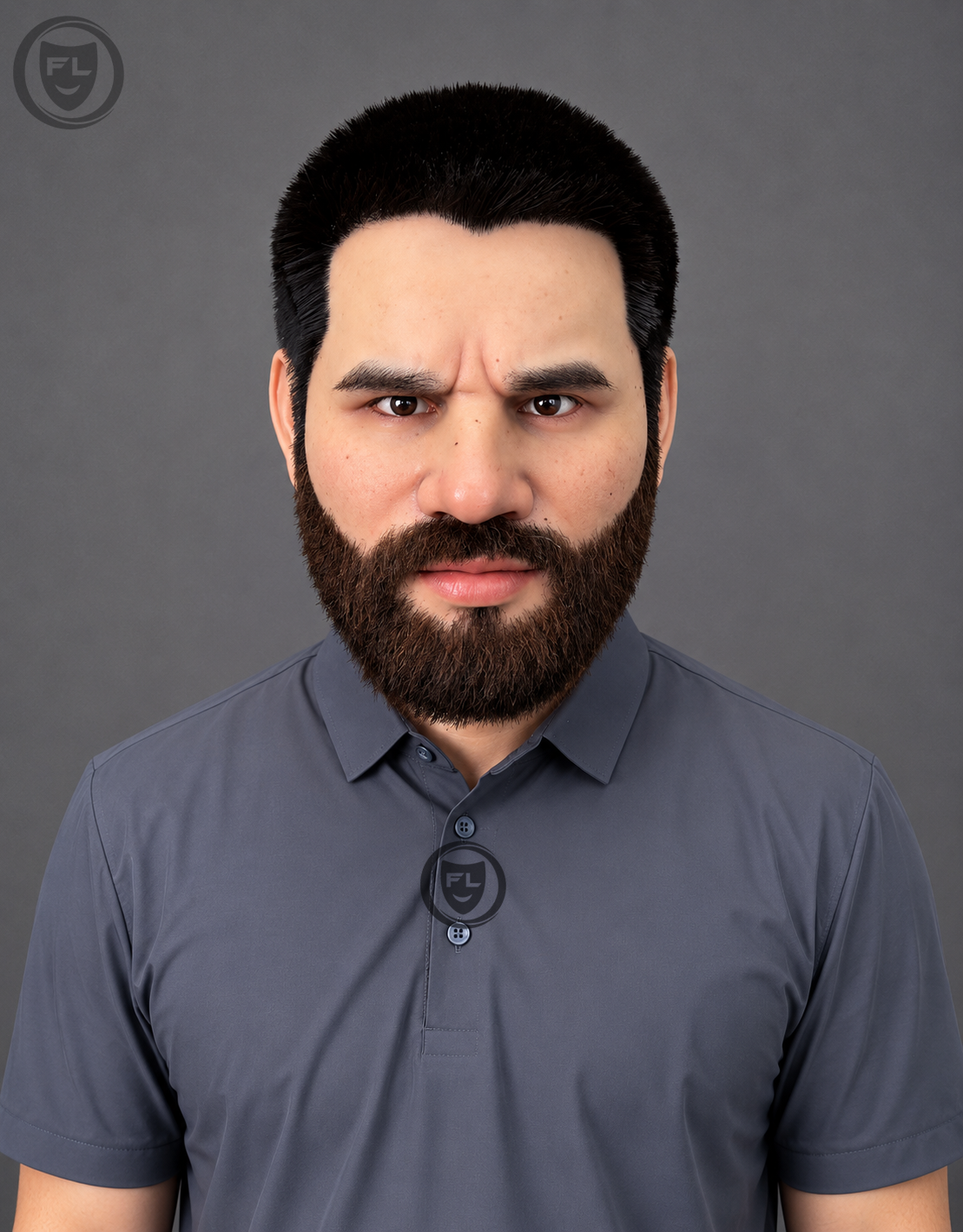 realistic bearded silicone mask worn front view