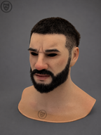 full head silicone mask right side profile with beard
