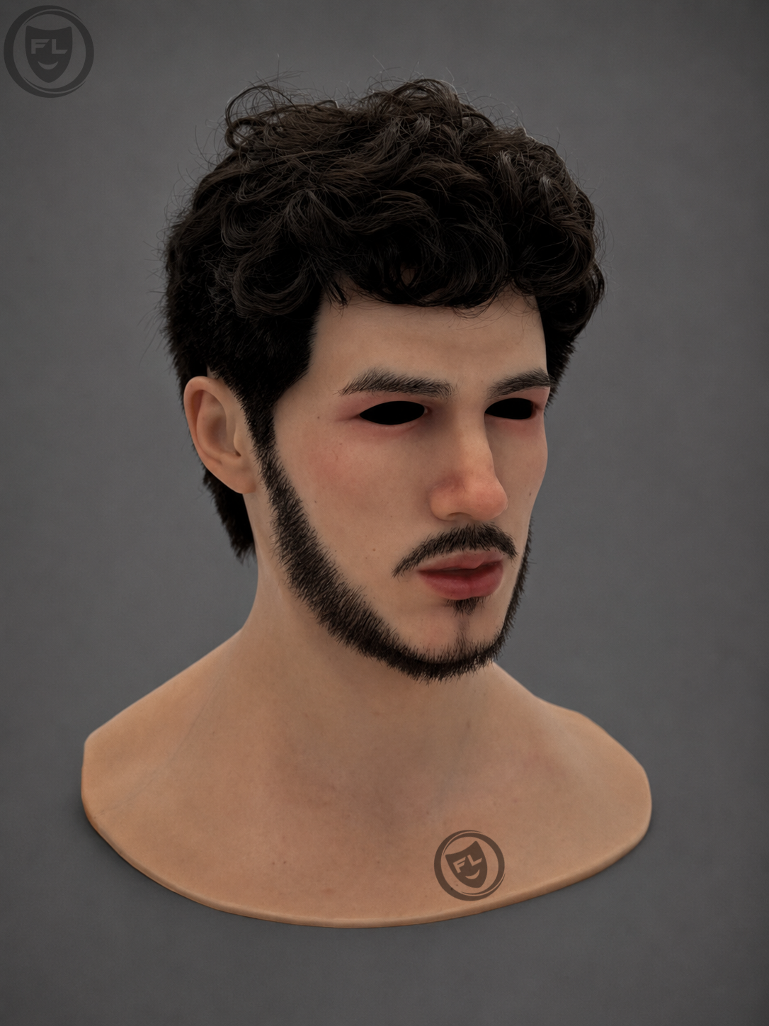 young male silicone mask left side profile