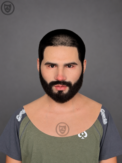 realistic bearded male silicone mask front view