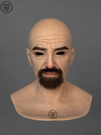 realistic bald bearded silicone mask front view