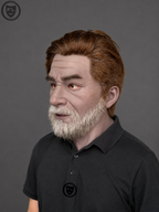 realistic silicone mask worn side view with brown hair