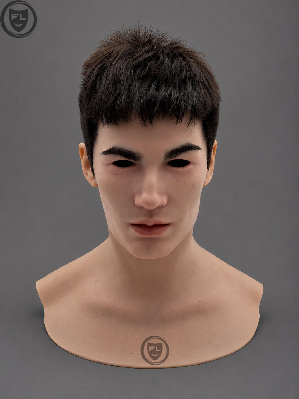 realistic young male silicone mask front view