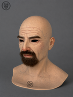 full head silicone mask right side profile with dark beard
