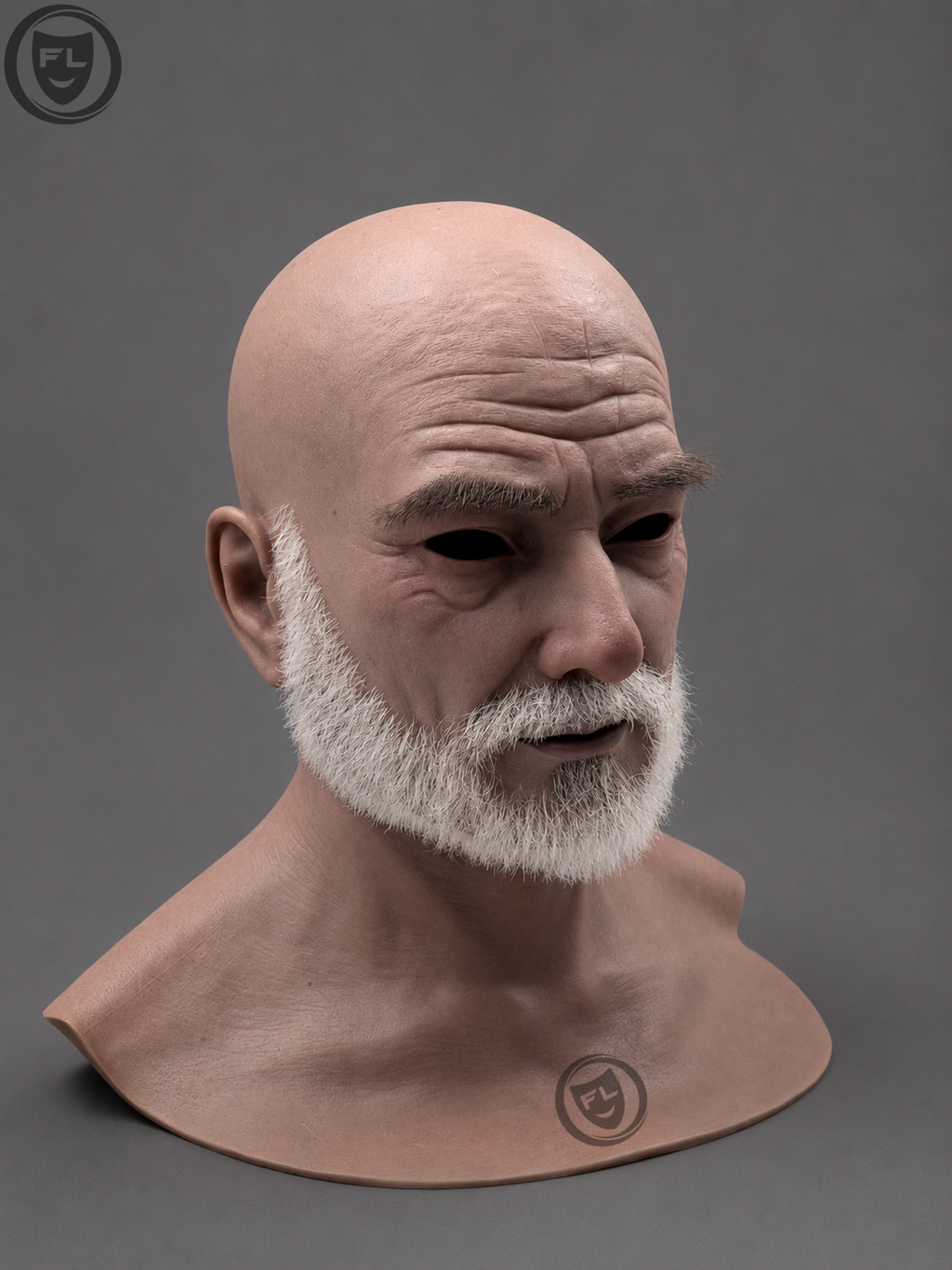 white beard movie prop mask left side profile