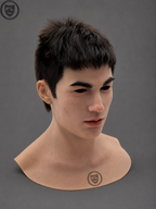 short dark hair movie prop mask left side profile