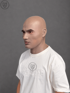 realistic bald silicone mask three quarter side view
