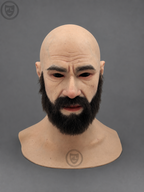 realistic black beard silicone mask front view