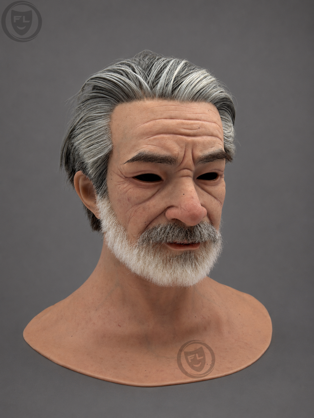elderly movie prop mask left side profile