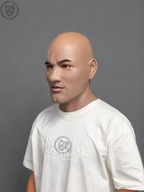 bald male silicone mask three quarter side view