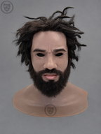 realistic messy hair silicone mask front view