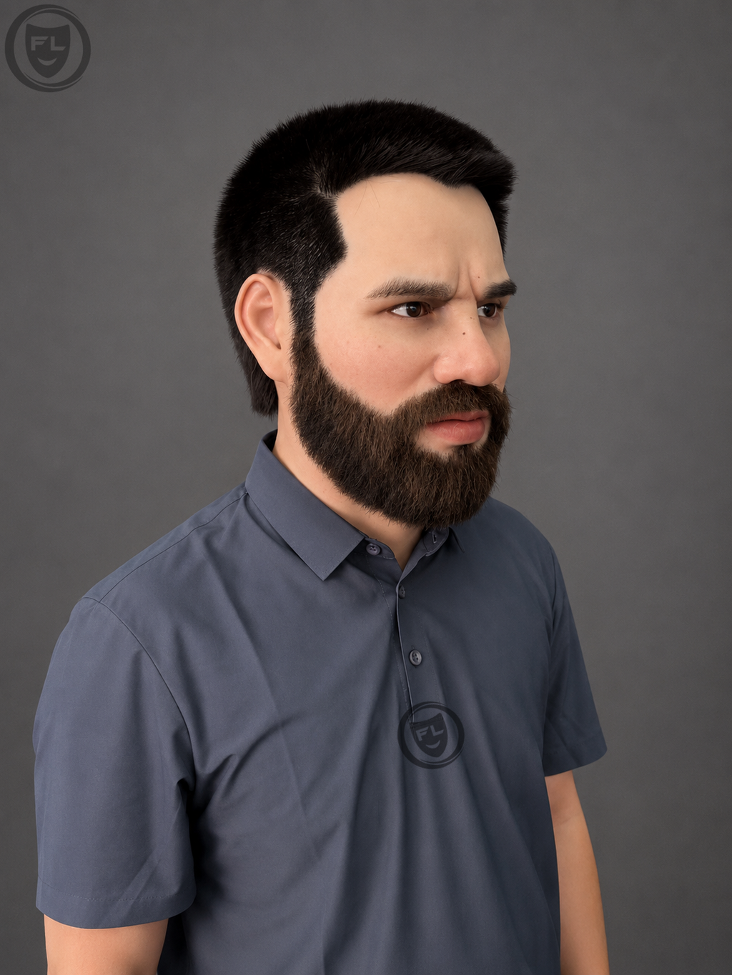 executive bearded silicone mask three quarter side view