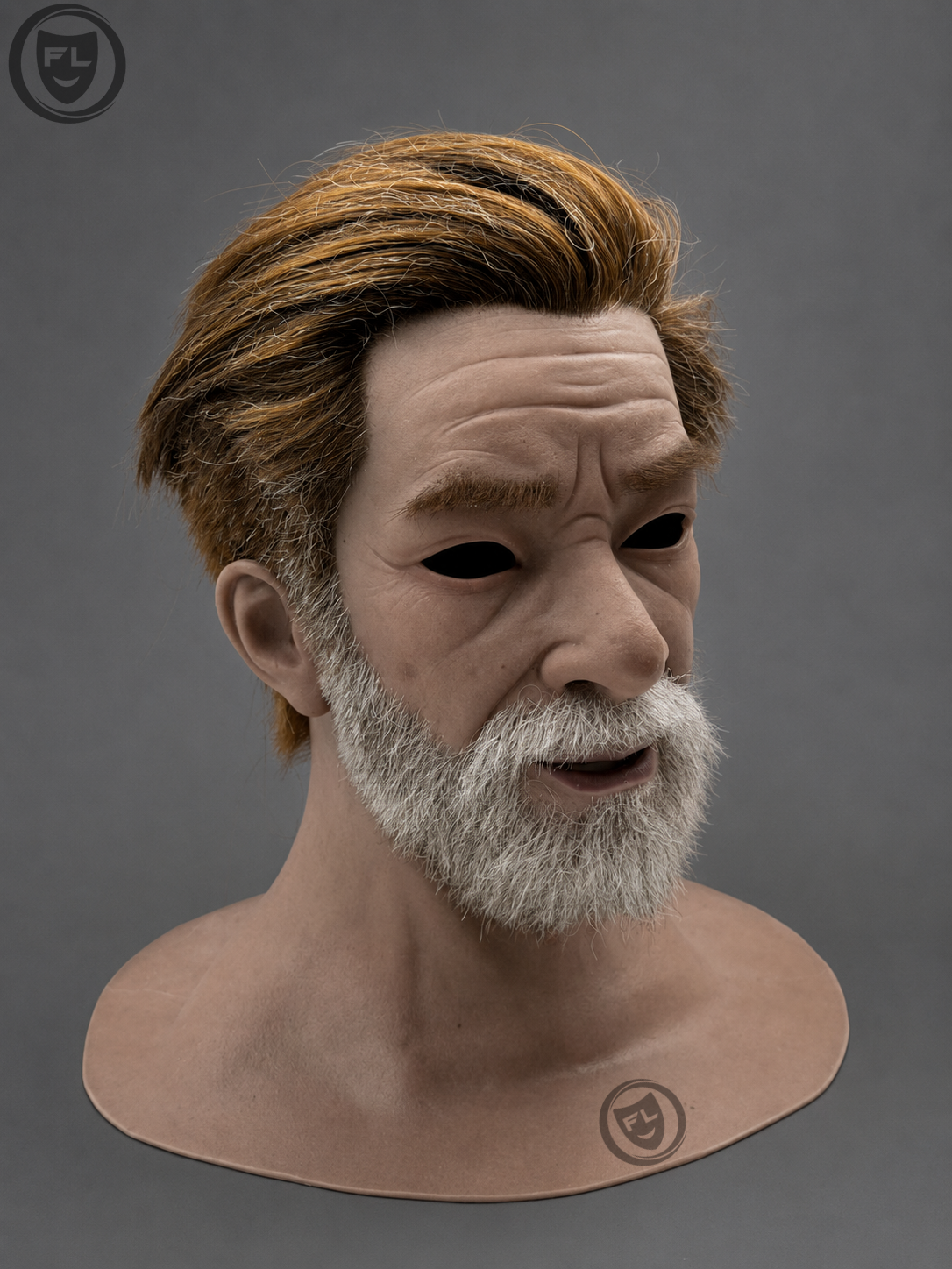 brown hair movie prop mask left side profile