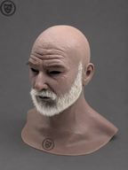 full head silicone mask right side profile with white beard