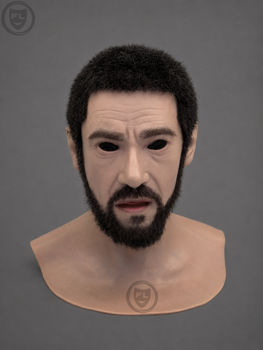 bearded male silicone mask front view