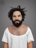 wild bearded male silicone mask worn front view