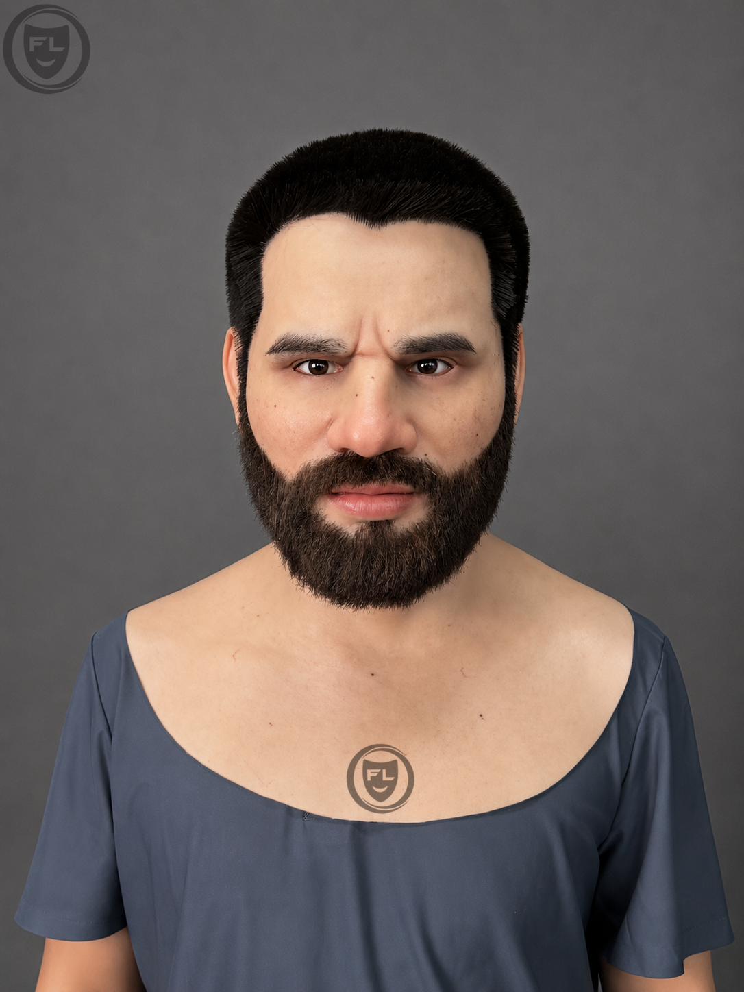 executive bearded male silicone mask worn front view
