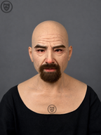 bald bearded male silicone mask worn front view
