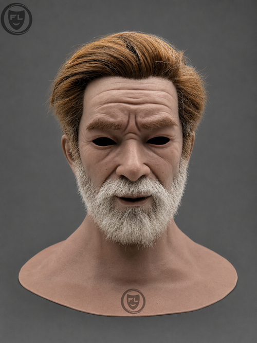 realistic elderly male silicone mask front view