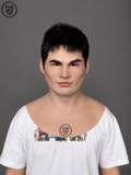clean cut young male silicone mask worn front view