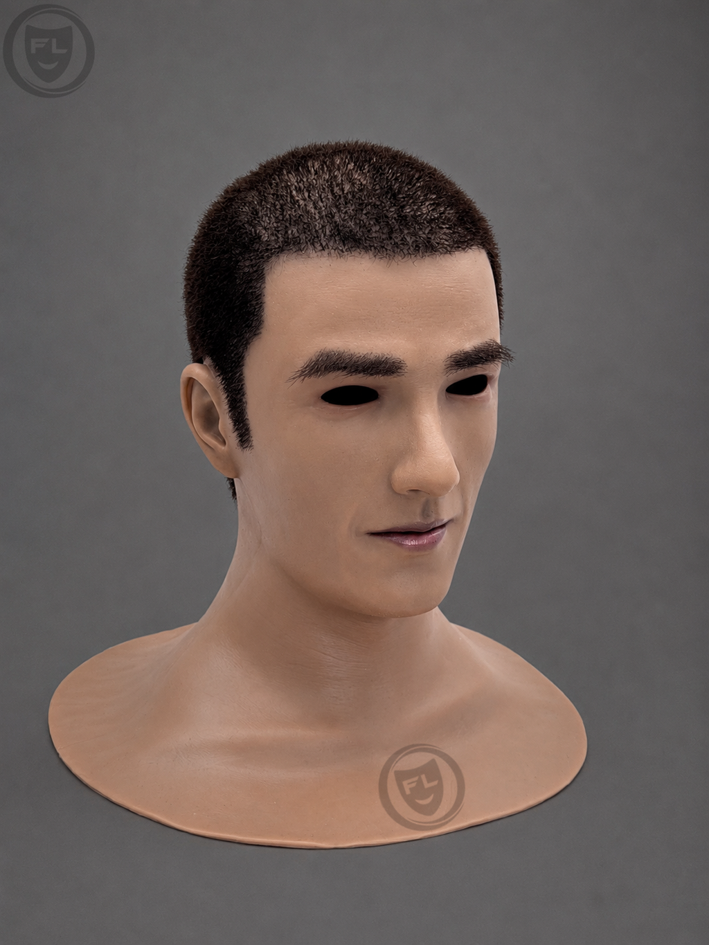 young professional movie prop mask left side profile