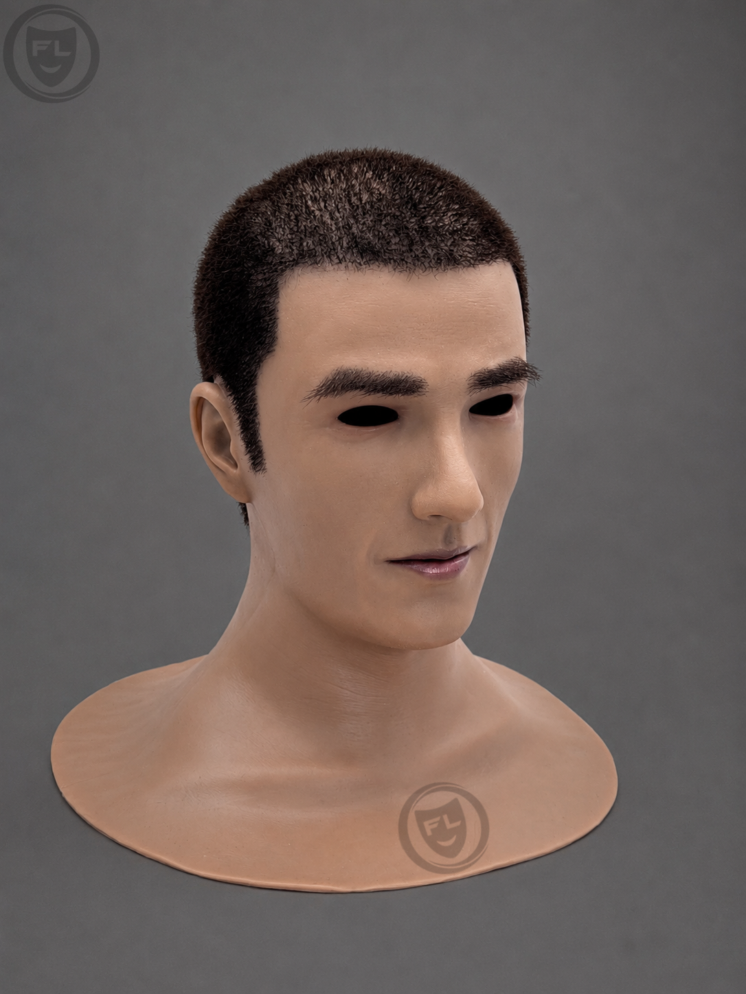 young professional movie prop mask left side profile