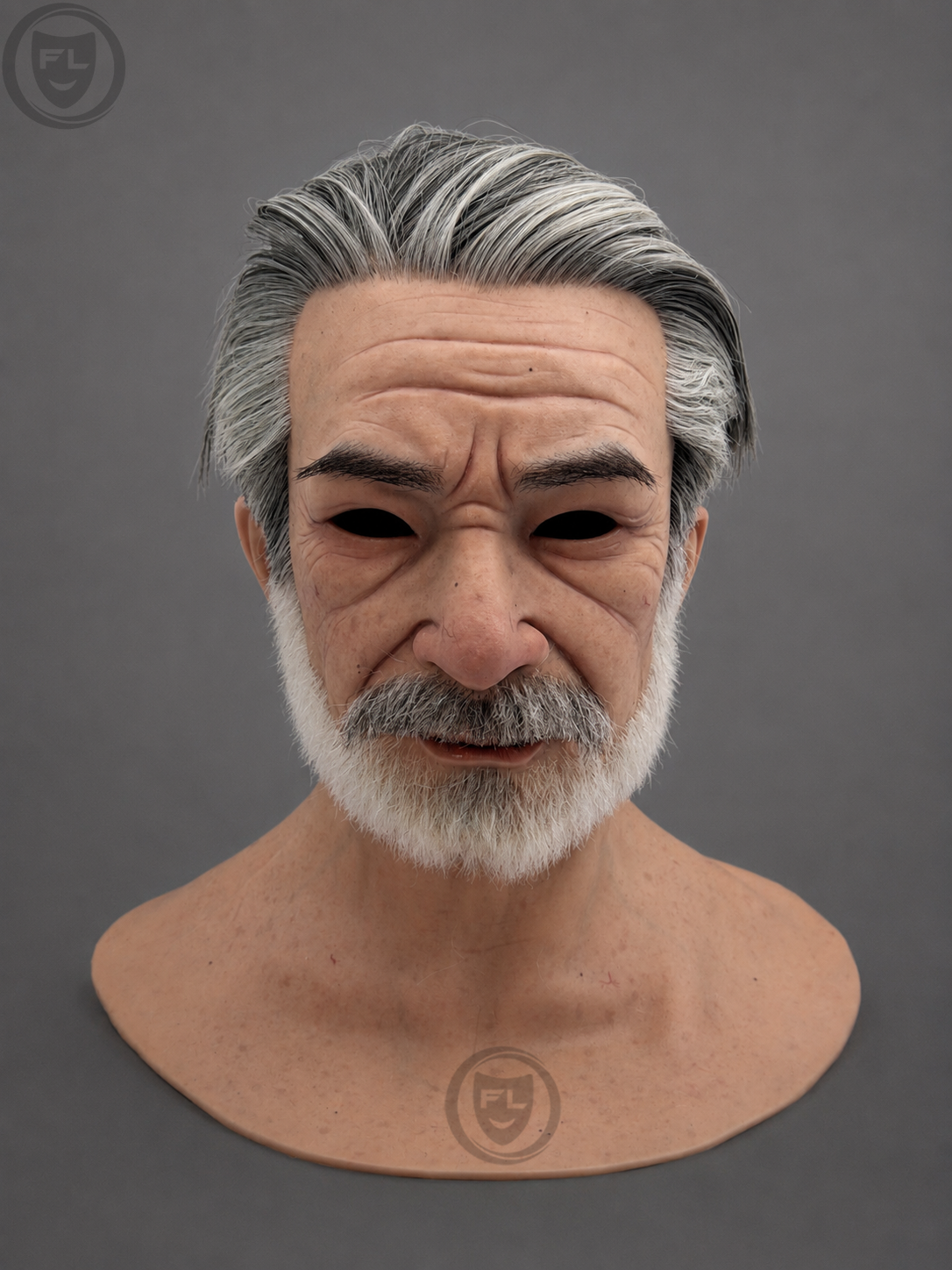 elderly movie prop mask left side profile
