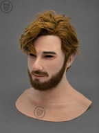 full head silicone mask right side profile with beard