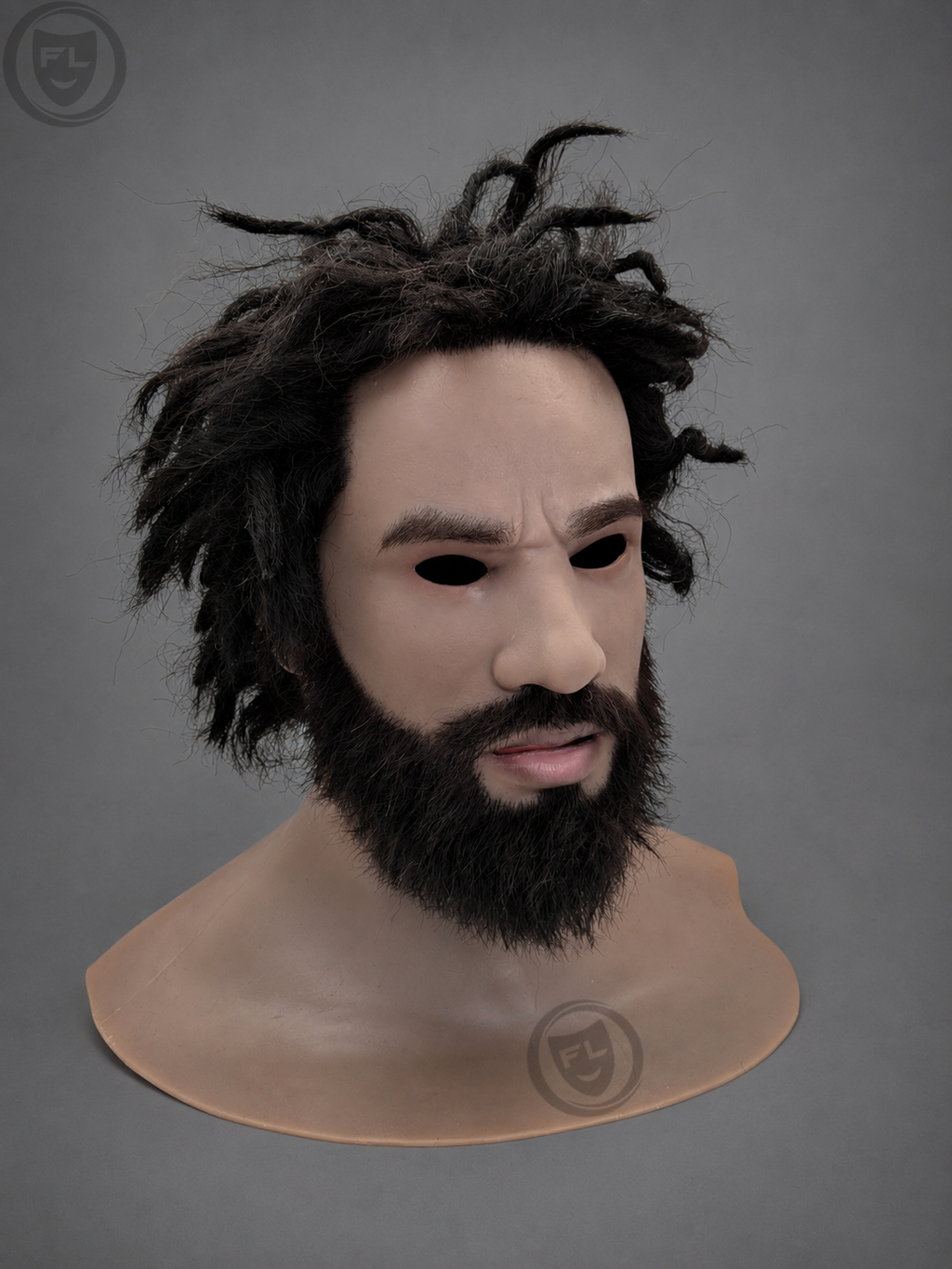 wild bearded movie prop mask left side profile