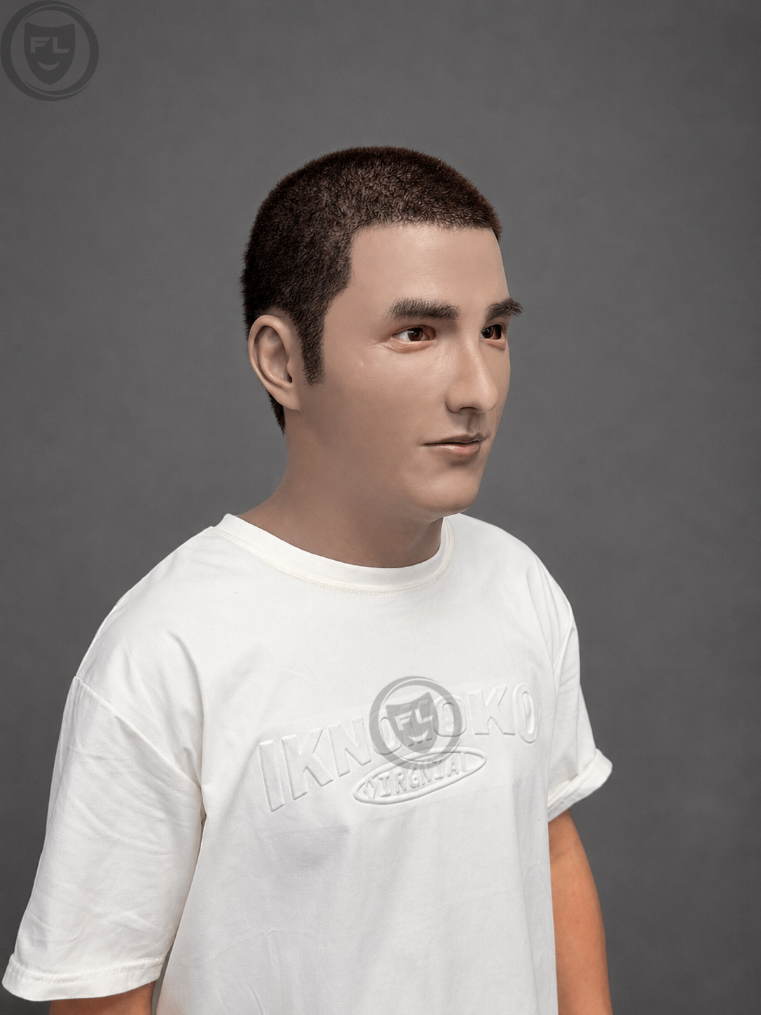 realistic silicone mask worn side view
