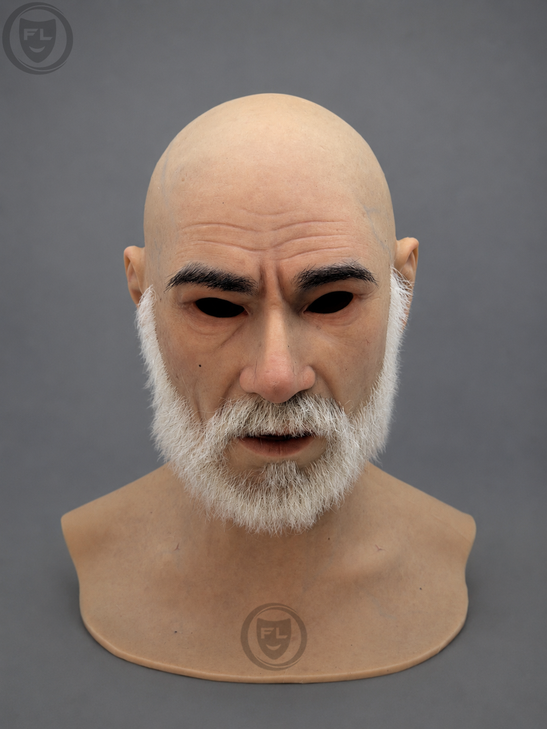 realistic old bald silicone mask front view