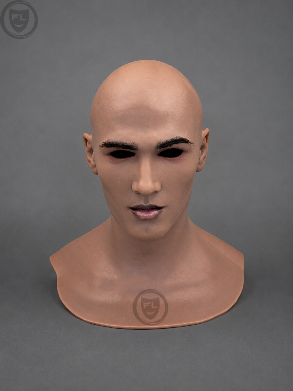 realistic bald male silicone mask front view