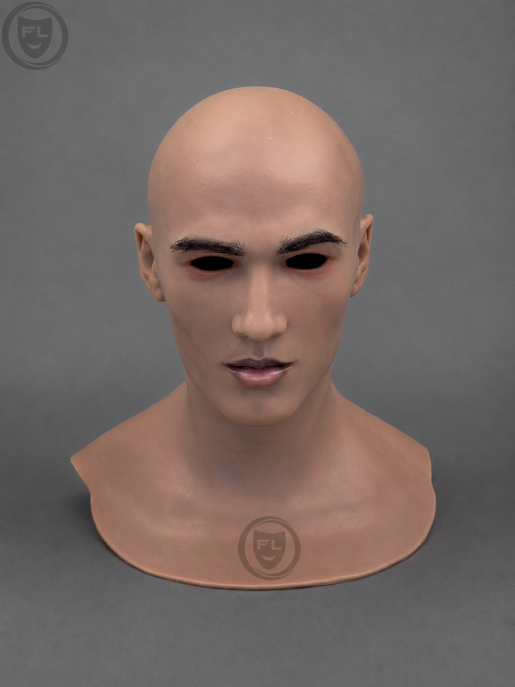 bald male silicone mask front view