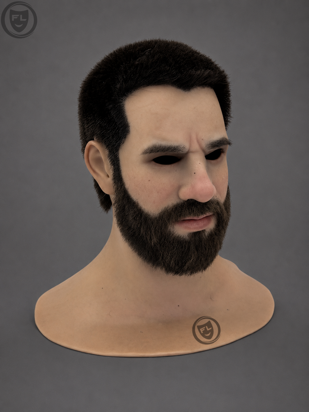 executive male movie prop mask left side profile