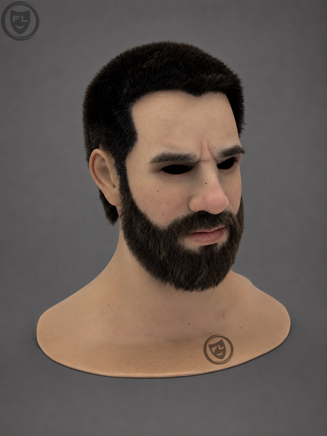 executive male movie prop mask left side profile