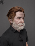 white beard elderly silicone mask three quarter side view
